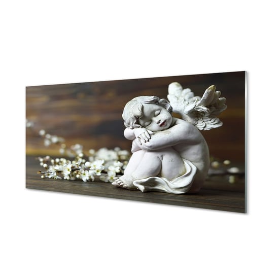 Panel szklany + klej Śpiący anioł kwiaty 120x60 cm Tulup