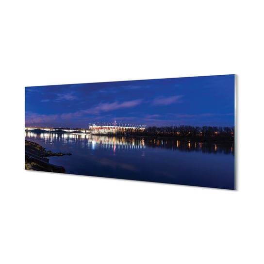Panel szklany + klej Warszawa Rzeka most 125x50 cm Tulup