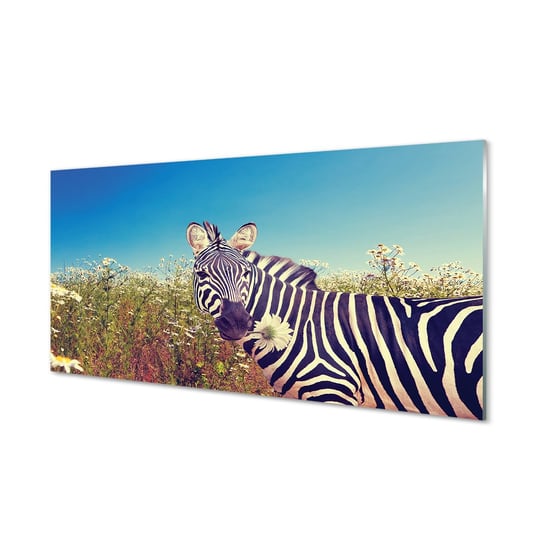 Panel szklany klej Zebra kwiaty 120x60 cm Tulup
