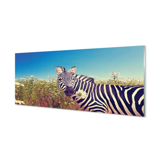 Panel szklany klej Zebra kwiaty 125x50 cm Tulup