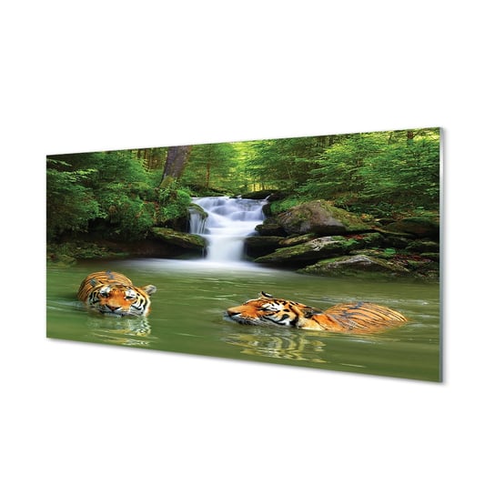Panel szklany między meble Wodospad tygrysy 120x60 Tulup