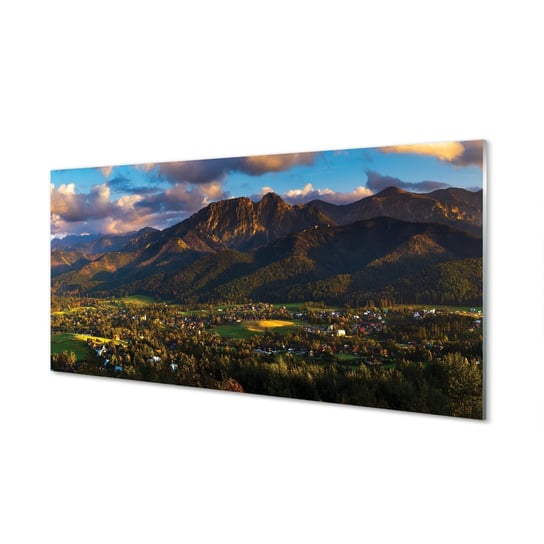 Panel szklany za piec Góry zachód słońca 120x60 cm Tulup