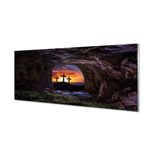 Panel szkło do kuchni Krzyże zachód słońca 125x50 cm Tulup