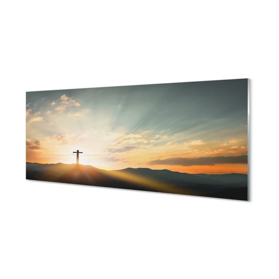 Panel szkło hartowane Krzyż słońce góry 125x50 cm Tulup