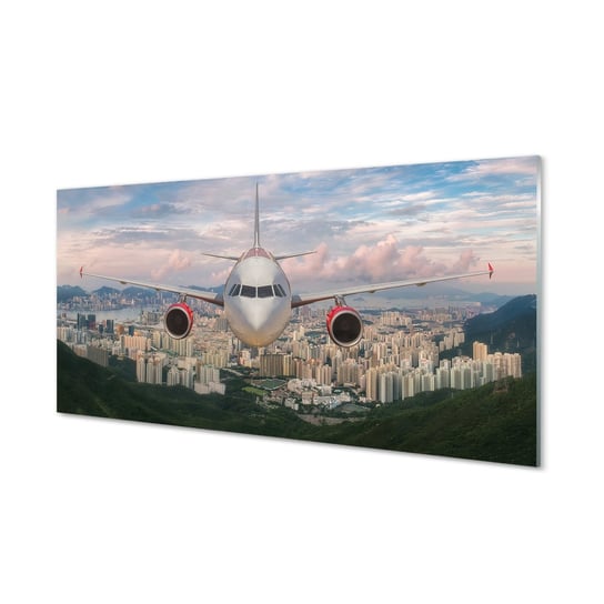 Panel szkło hartowane Miasto góry samolot 120x60 Tulup