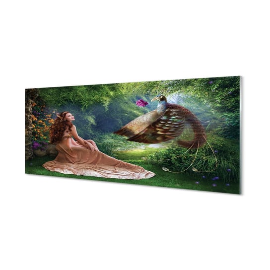 Panel szkło za indukcję Bażant kobieta las 125x50 cm Tulup