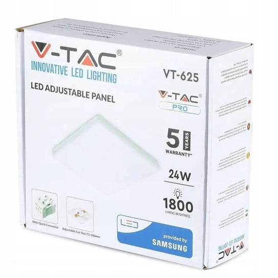 Panel V-TAC 24W LED Regulowany SAMSUNG CHIP Kwadrat 223x32mm VT-625SQ 4000K V-TAC