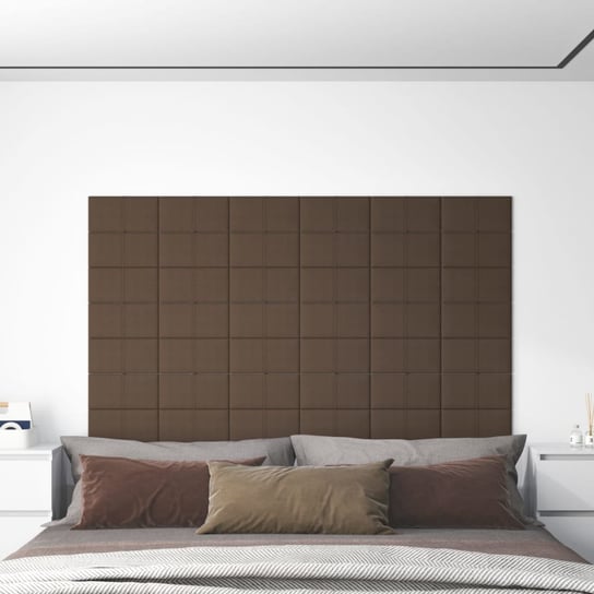 Panele ścienne, 12 szt., brązowe, 30x15 cm, tkanina, 0,54 m² vidaXL