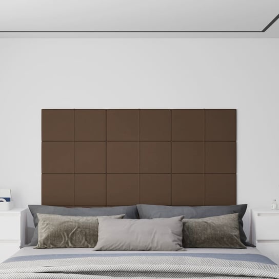 Panele ścienne, 12 szt., brązowe, 60x30 cm, tkanina, 2,16 m² vidaXL
