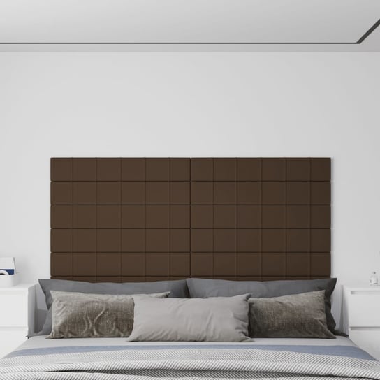 Panele ścienne, 12 szt., brązowe, 90x15 cm, tkanina, 1,62 m² vidaXL