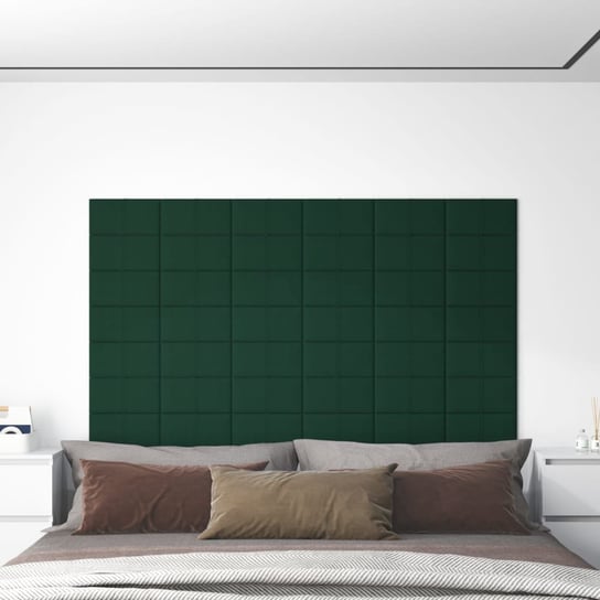 Panele ścienne, 12 szt, ciemnozielone, 30x15 cm tkanina 0,54 m² vidaXL