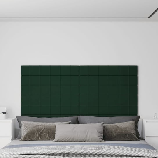 Panele ścienne, 12 szt, ciemnozielone, 90x15 cm tkanina 1,62 m² vidaXL