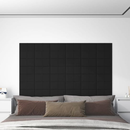 Panele ścienne, 12 szt., czarne, 30x15 cm, tkanina, 0,54 m² vidaXL