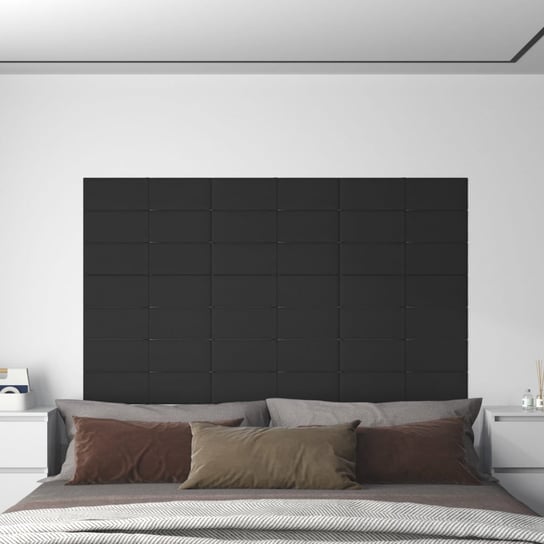 Panele ścienne, 12 szt., czarne, 60x15 cm, tkanina, 1,08 m² vidaXL