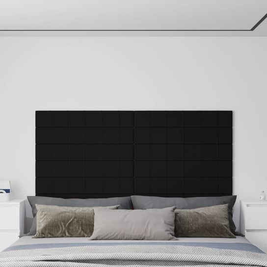 Panele ścienne, 12 szt., czarne, 90x15 cm, tkanina, 1,62 m² vidaXL