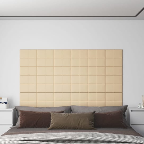 Panele ścienne, 12 szt., kremowe, 30x15 cm, tkanina, 0,54 m² vidaXL