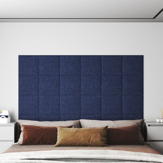 Panele ścienne, 12 szt., niebieskie, 30x30 cm, tkanina, 1,08 m² vidaXL
