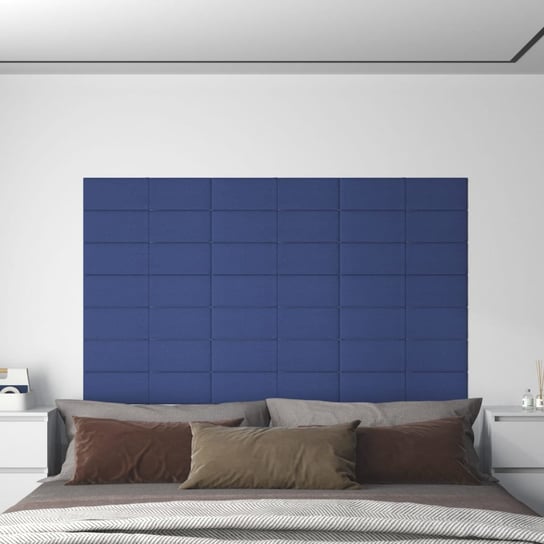 Panele ścienne, 12 szt., niebieskie, 60x15 cm, tkanina, 1,08 m² vidaXL