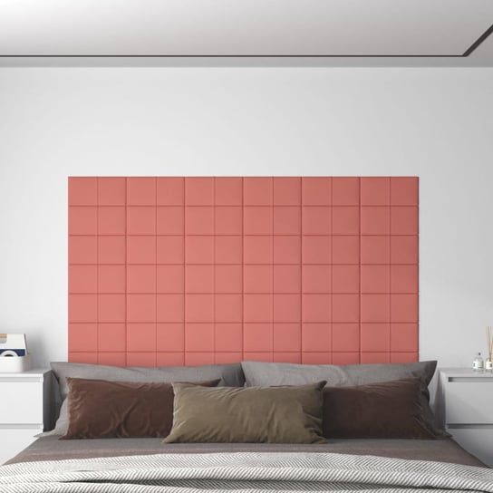 Panele ścienne, 12 szt., różowe, 30x15 cm, aksamit, 0,54 m² vidaXL