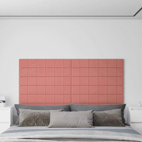 Panele ścienne, 12 szt., różowe, 90x15 cm, aksamit, 1,62 m² vidaXL