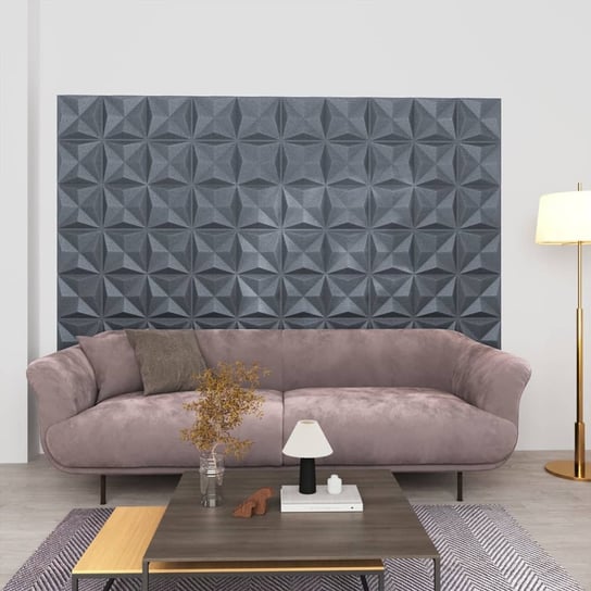 Panele ścienne 3D, 48 szt., 50x50 cm, szarość origami, 12 m² vidaXL