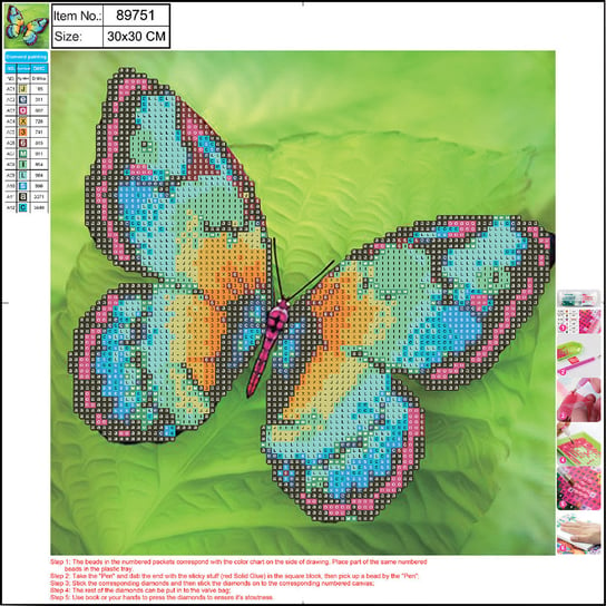Panta Plast, Mozaika  Diamentowa 5D Kit 30X30 Cm Butterfly 89751 Centrum Panta Plast