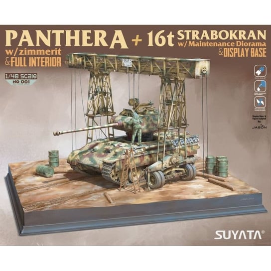 Panther A (Full Interior) + 16T Strabokran + Maintenance Diorama + Display Base 1:48 Suyata No-001 Inna marka