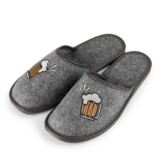 Pantofle domowe szare męskie z motywem piwa r. 40 NOWO