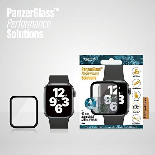 PanzerGlass Curved Apple Watch 4/5/6/SE 40mm Antibacterial czarny/black PanzerGlass