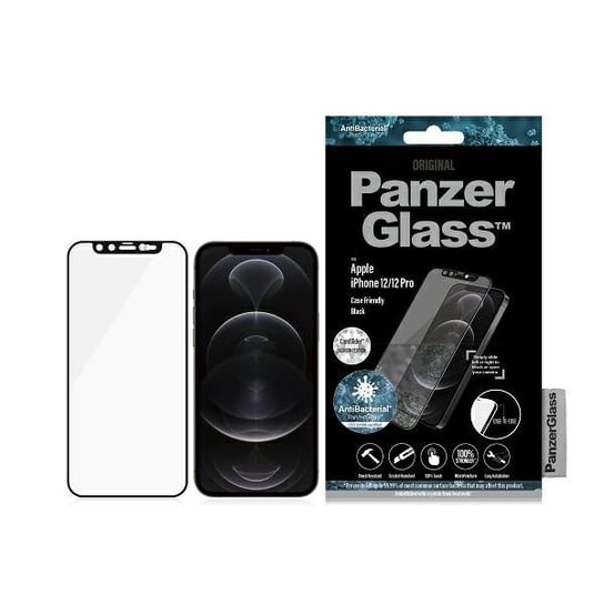 PanzerGlass E2E Microfracture iPhone 12 /12 Pro 6,1" CamSlider Swarovsky Case Friendly AntiBacterial czarny/black PanzerGlass