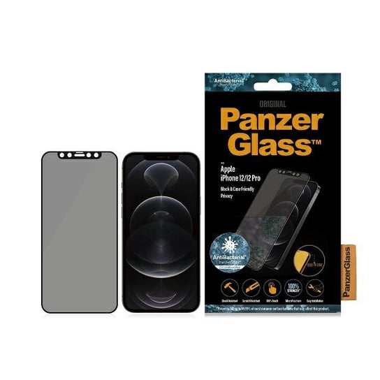 PanzerGlass E2E Super+ iPhone 12/12 Pro Case Friendly AntiBacterial Microfracture Privacy czarny/black PanzerGlass