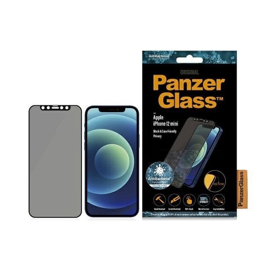 PanzerGlass E2E Super+ iPhone 12 Mini Case Friendly AntiBacterial Microfracture Privacy czarny/black PanzerGlass