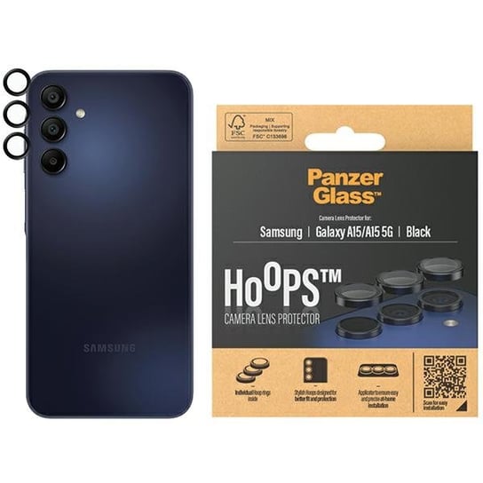 PanzerGlass Hoops Camera szkło na aparat do Samsung Galaxy A15 / A15 5G czarny/black 1224 camera lens protector hoop optic rings PanzerGlass