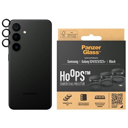 PanzerGlass Hoops Camera szkło na aparat obiektywy do Samsung Galaxy S24 / S23 / S23+ czarny/black 1207 camera lens protector hoop optic rings PanzerGlass