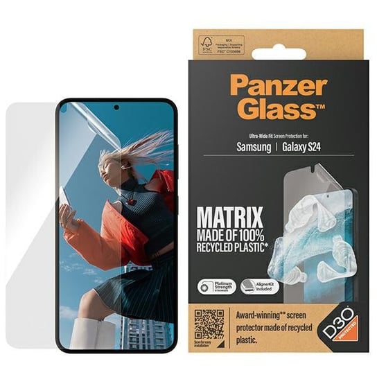 PanzerGlass Ultra-Wide Fit Samsung Galaxy S24 S921 D3O Matrix Screen Protection 7353 z aplikatorem PanzerGlass