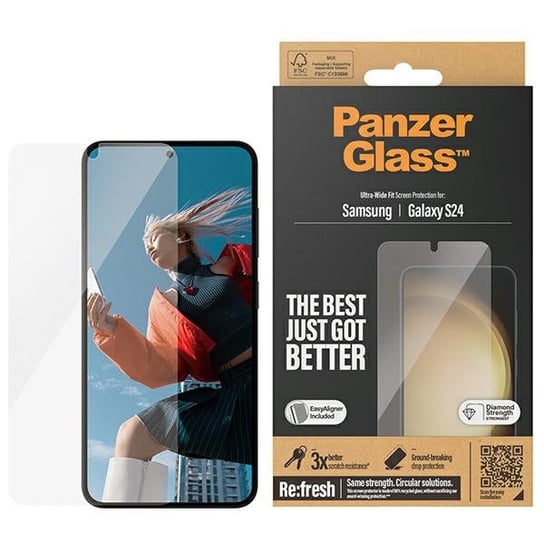 PanzerGlass Ultra-Wide Fit Samsung Galaxy S24 S921 Screen Protection 7350 z aplikatorem PanzerGlass