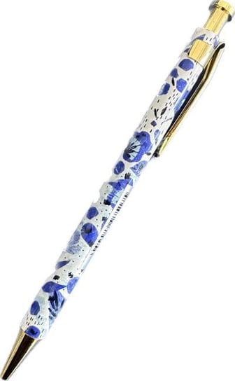 Paperchase- Długopis biały w granatowe kwiaty Czarny Paperchase