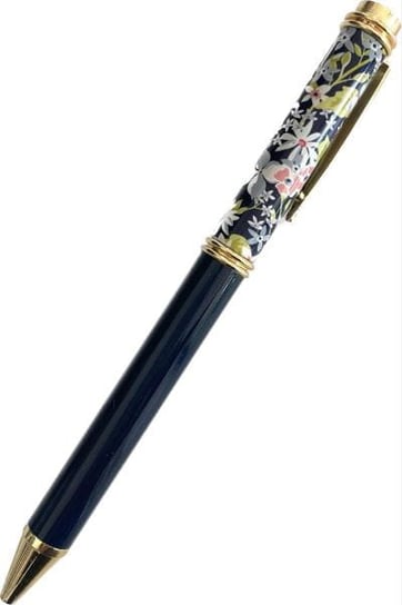 Paperchase-  Długopis granatowy z kwiatami Czarny Paperchase