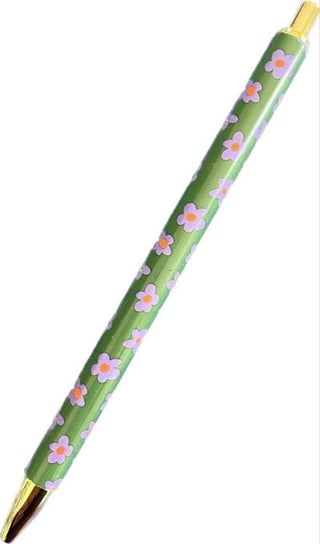 Paperchase-  Długopis zielony z różowymi kwiatami Czarny Paperchase