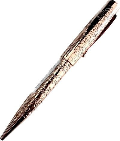 Paperchase- Długopis Złoty w wygrawerowane kwiaty czarny Paperchase