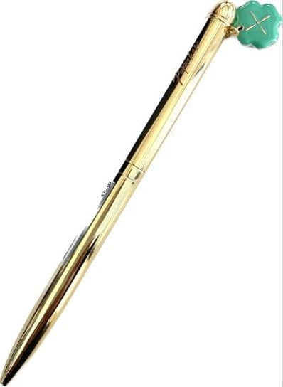 Paperchase- Długopis  złoty z zieloną zawieszką koniczynka Czarny Inna marka