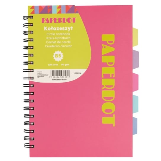 Paperdot, Kołozeszyt, B5, 120 kartek, Różowy Paperdot