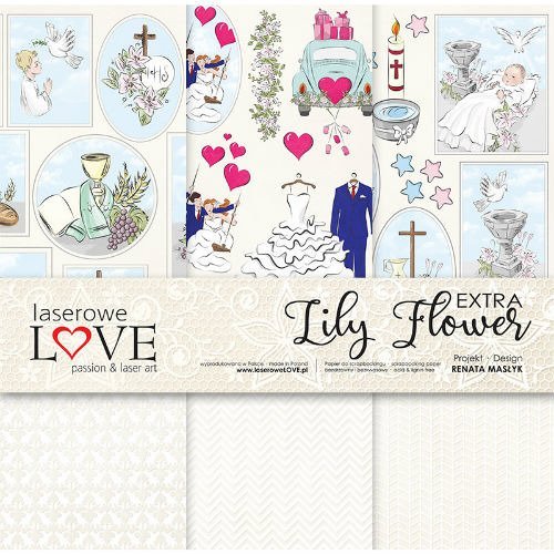 Papier 30,5x30,5 cm Lily Flower EXTRA - zestaw Laserowe LOVE