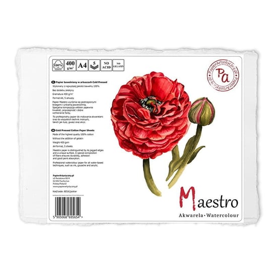 Papier akwarelowy 100% bawełna Maestro - A4 - 400 g Inny producent