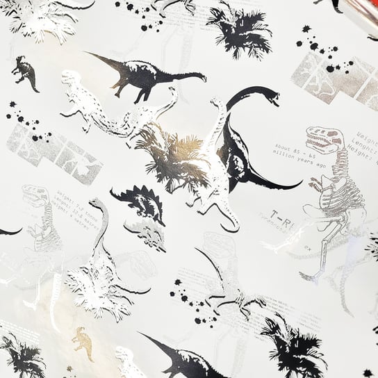 Papier biały dinozaury do prezentów 57cmx20m 20m336 Fastima Marcin Wajda