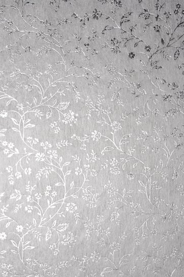 Papier dekoracyjny, flizelina biała - srebrne kwiatki, 58x90 cm Orient Paper