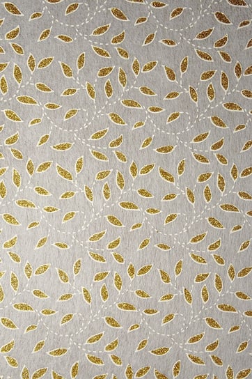 Papier dekoracyjny, flizelina ecru - złote brok. listki, 19x29 cm, 5 arkuszy Orient Paper