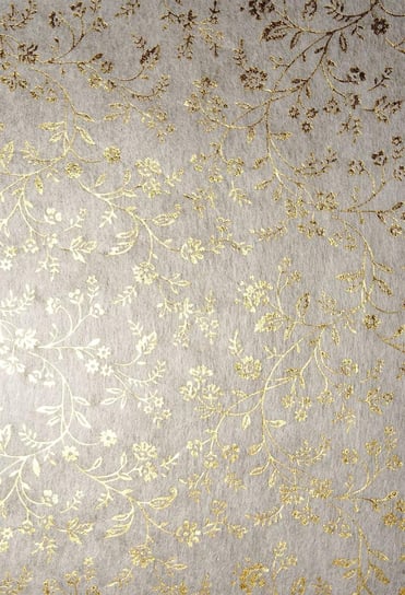 Papier dekoracyjny, flizelina ecru - złote kwiatki, 58x90 cm Orient Paper