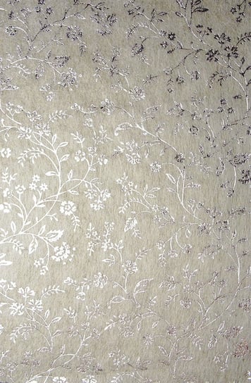 Papier dekoracyjny, flizelina, Orient Paper, ecru, srebrne kwiatki, 19x29 cm, 5 arkuszy Orient Paper