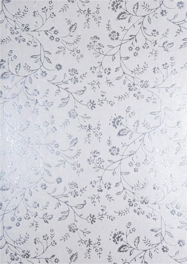 Papier dekoracyjny, metalizowany biały - srebrne kwiatki, 56x76 cm Orient Paper